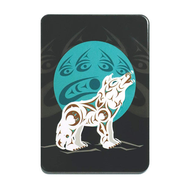 Native Northwest Embossed Metal Magnet, Howling Wolf