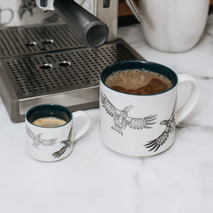 Native Northwest Ceramic Espresso Mugs Set of 2, Soaring Eagle