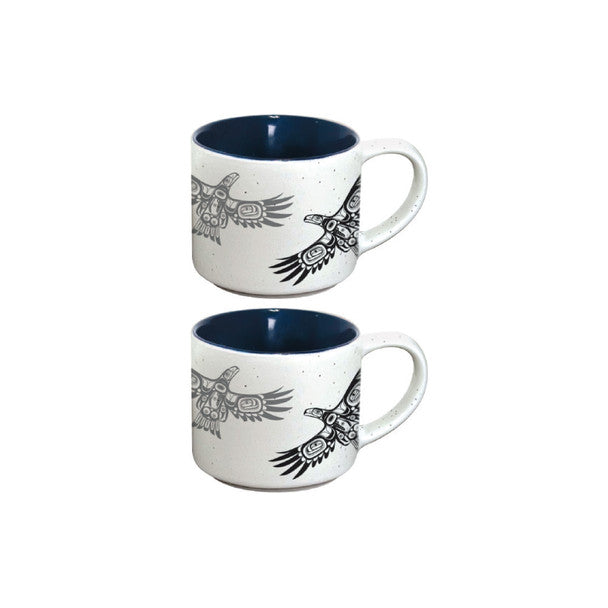 Native Northwest Ceramic Espresso Mugs Set of 2, Soaring Eagle