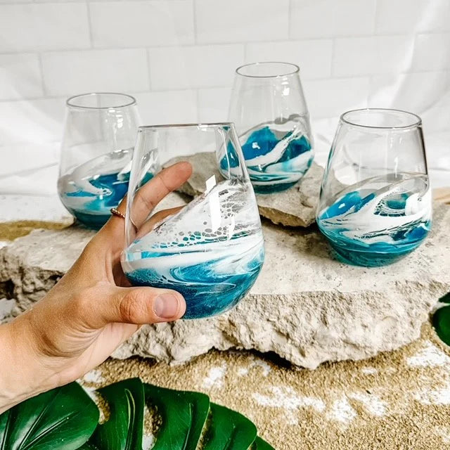 Lynn & Liana Designs Resin Wine Glass, Ocean Vibes