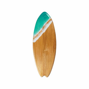 Lynn & Liana Designs Resin-Accented Surfboard Shaped Charcuterie Board, Caribbean