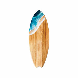 Lynn & Liana Designs Resin-Accented Surfboard Shaped Charcuterie Board, Ocean Vibes