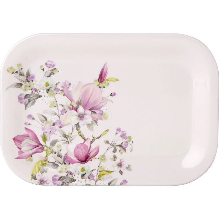 IHR Melamine Snack Tray, Romantic Magnolia Light Rose