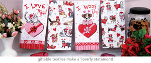 Kay Dee Dual Purpose Terry Tea Towel, Valentine Pet Love Mew