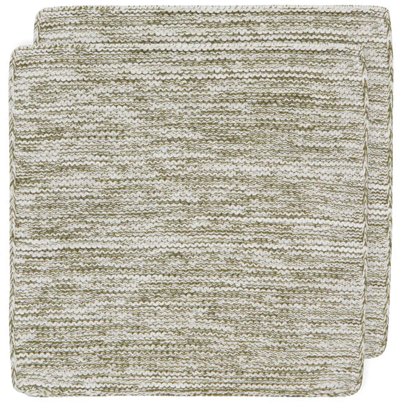 Danica Heirloom Knit Dishcloth Set of 2, Olive Branch