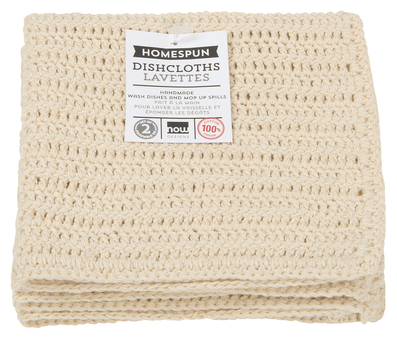 Danica Now Designs Homespun Crochet Dishcloths Set of 2 Natural