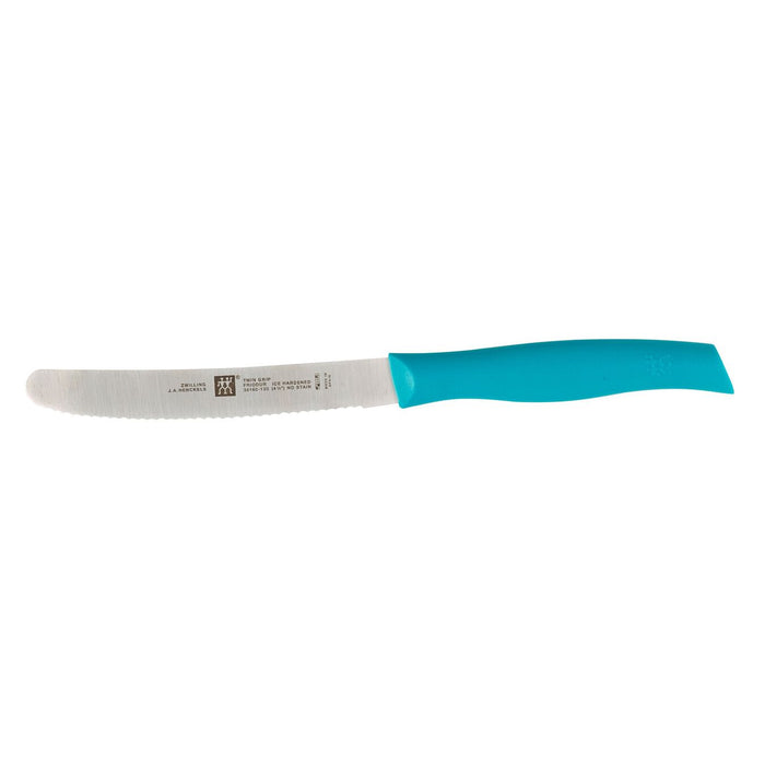 ZWILLING Twin Grip Serrated Utility Knife 4.5 Inch, Teal