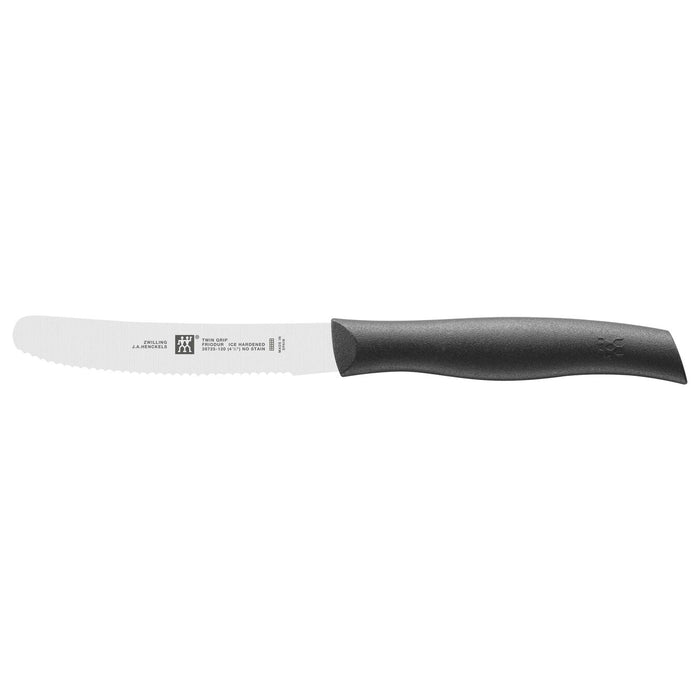 ZWILLING Twin Grip Serrated Utility Knife 4.5 Inch, Black