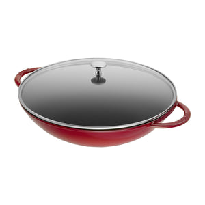 STAUB Wok with Glass Lid 37 cm | 14.5 Inch, Cherry