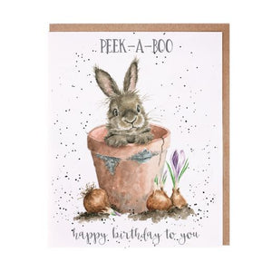 Wrendale Designs Greeting Card, Birthday 'Peek-a-Boo Birthday' Rabbit