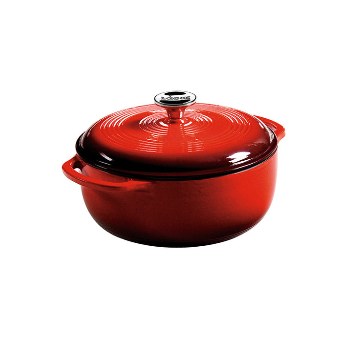 Lodge Cast Iron Enameled Round Dutch Oven 4.5qt, Red