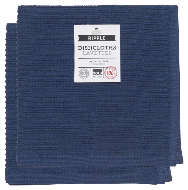 Danica Now Designs Ripple Dishcloth Set of 2, Indigo Blue