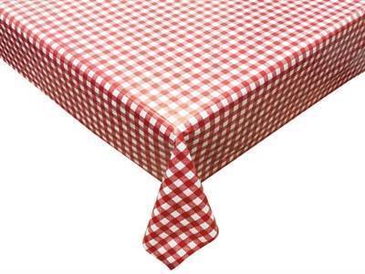 Texstyles Deco Vinyl Tablecloth 60 Inch Round, Gingham Red