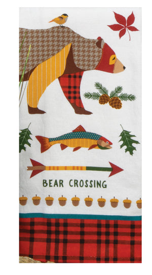 Kay Dee Dual Purpose Terry Tea Towel, Forest Friends Bear Crossing