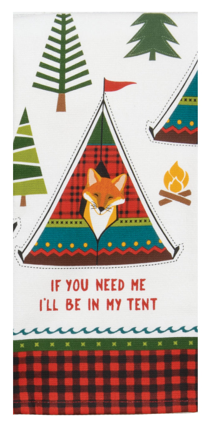 Kay Dee Dual Purpose Terry Tea Towel, Forest Friends Fox in Tent