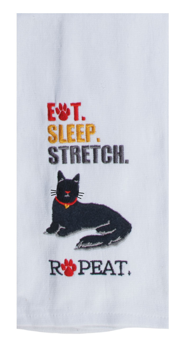 Kay Dee Dual Purpose Terry Tea Towel, Pet Lovers Only Eat Sleep Cat