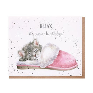 Wrendale Designs Greeting Card, Birthday 'The Sleepy Kitten'