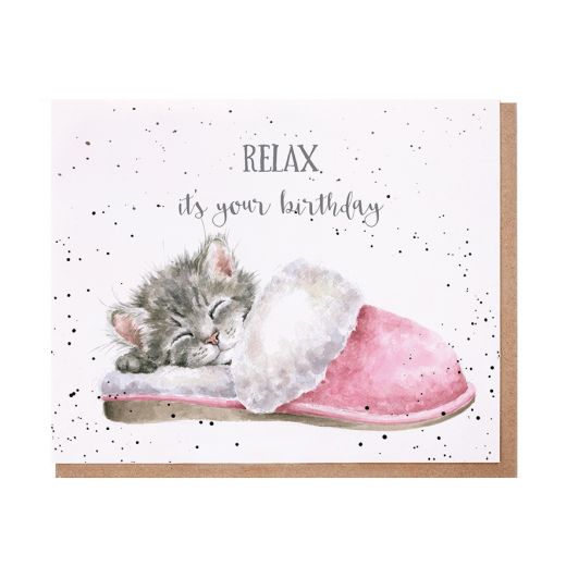 Wrendale Designs Greeting Card, Birthday 'The Sleepy Kitten'