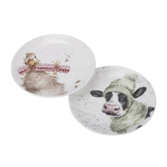 Wrendale Designs Coupe Plate Set of 2, Cow & Duck