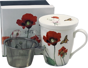 McIntosh Tea Mug with Infuser & Lid, Poppies