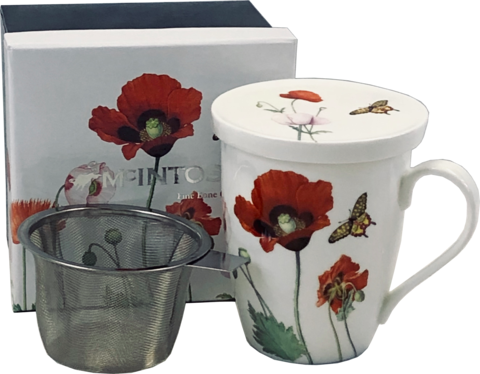 McIntosh Tea Mug with Infuser & Lid, Poppies